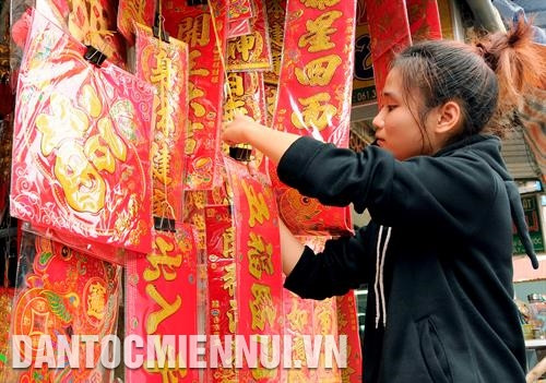 芹苴华文夜校校长郭木莲是为旅居芹苴市华人的维护语言与传承书法工作作出积极贡献的人。记者 福青 摄 除了在结构、笔法、种类等方面的要求，书法艺术还需要学习者的毅力、苦练和特别的个性，通过每个笔迹展现人性的真善美。记者 福青 摄 同奈省定馆县的一家越南华人商店出售的一副副汉字书法对联。记者 福青 摄
