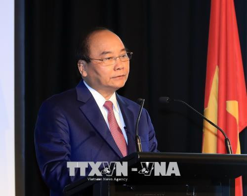 阮春福发表讲话。(图片来源:越通社) 阮春福发表讲话。(图片来源:越通社)