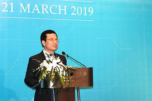 越南信息与传媒部部长阮孟雄发表讲话 图自互联网