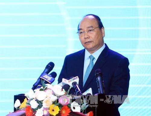 阮春福在会上发表讲话。(图片来源:越通社) 阮春福在会上发表讲话。(图片来源:越通社)