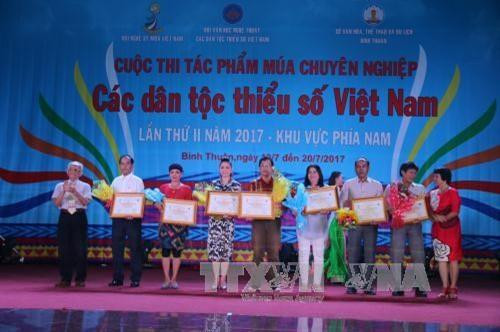 越南南部地区少数民族专业舞蹈大赛颁奖仪式。（图片来源：越通社）