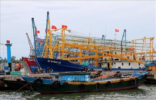 资料图：广治省远洋捕捞的船队。图自越通社