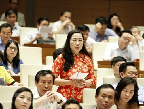 国会代表发表讲话。越通社记者 文碟 摄