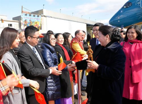 阮氏金银抵达布鲁塞尔。图自越通社
