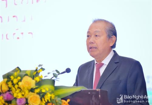 越南政府常务副总理张和平在研讨会上发言。图自互联网 越南政府常务副总理张和平在研讨会上发言。图自互联网