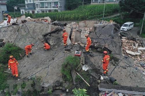 四川宜宾长宁地震救灾现场。图自新华社/越通社