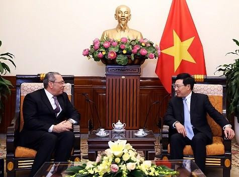 越南政府副总理兼外长范平明会见埃及驻越南大使艾哈迈迪·哈桑·纳耶尔。（图片来源：越通社）