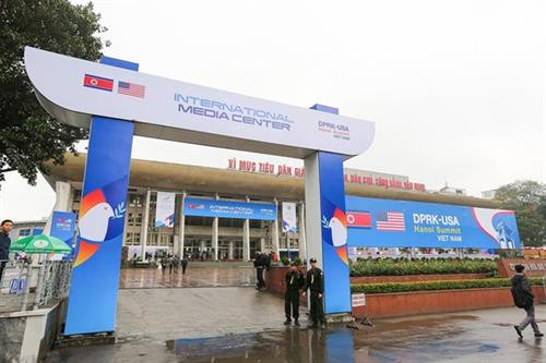 美朝领导人第二次会晤国际新闻中心。图自越通社