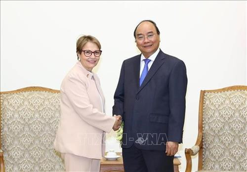 政府总理阮春福会见巴西农业部长克里斯蒂娜。图自越通社