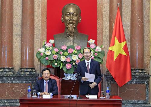 陈大光在见面会上发表讲话 越通社 颜创 摄