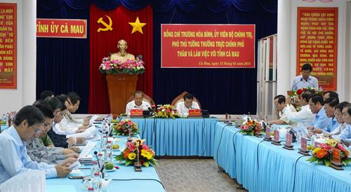 张和平副总理与金瓯省领导代表举行工作会谈。（图片来源：越通社）