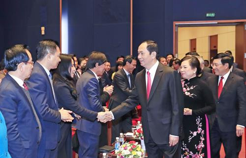 越南国家主席陈大光与夫人出席“2018年家乡之春”活动。（图片来源：越通社）