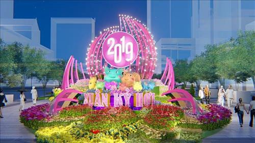 2019己亥年春节阮惠花街效果图。图自越通社
