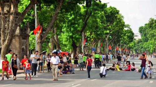 河内还剑湖地区步行空间。图自越通社