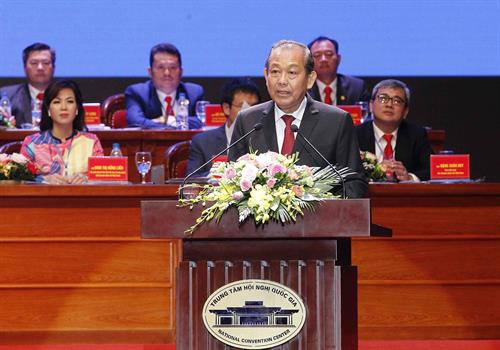 越南政府常务副总理张和平发表讲话 图自越通社