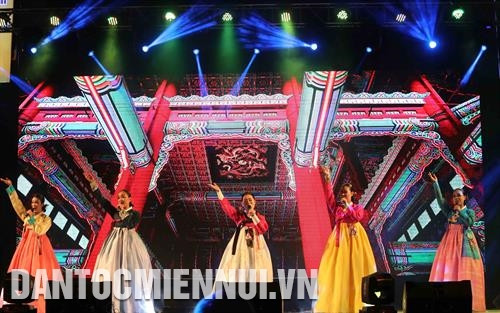 2019年大叻花卉节期间举行题为”四季花卉“的越南韩国文化交流活动上韩国歌手演员表演的节目。记者 日英 摄