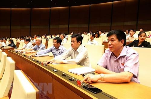 国会代表表决通过各部法案。(图片来源:越通社) 国会代表表决通过各部法案。(图片来源:越通社)