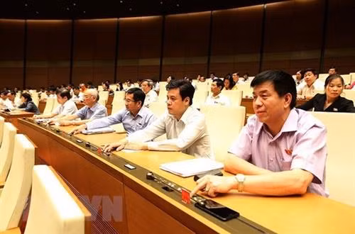 国会代表表决通过各部法案。（图片来源：越通社）