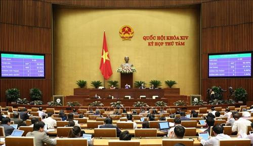 越南第十四届国会第八次会议场景。图自越通社