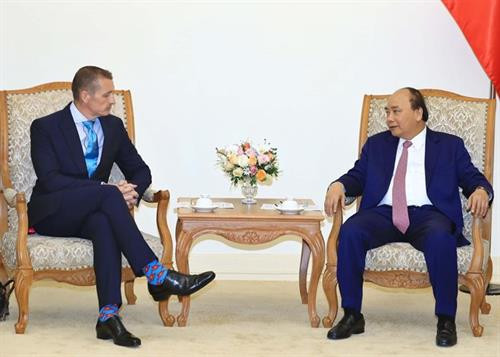 阮春福总理会见Delta Offshore Energy联营公司首席执行官斯宾塞-达米安-怀特。图自越通社