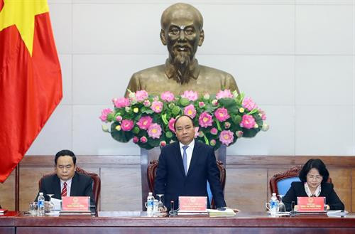 阮春福在会上发言。（图片来源：越通社）