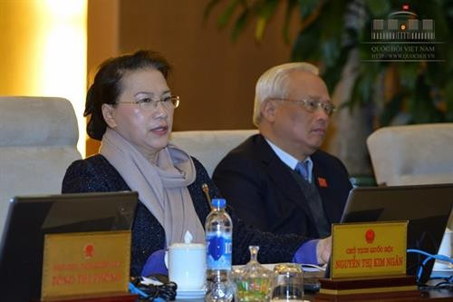 国会主席阮氏金银在会上发表讲话。(图片来源:越通社) 国会主席阮氏金银在会上发表讲话。(图片来源:越通社)