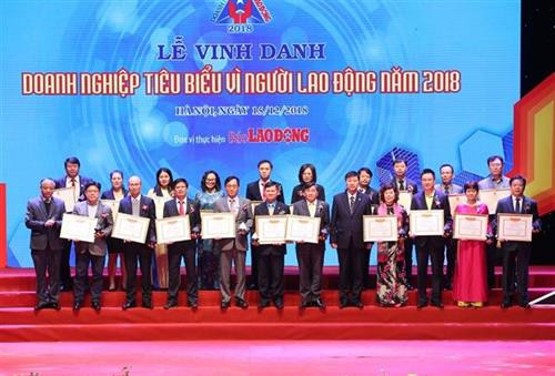 荣获“致力于劳动者模范企业”奖的企业代表。图自越通社