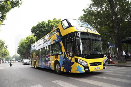 河内市双层巴士Vietnam Sightseeing。 图自越通社