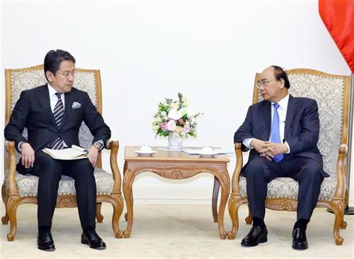 阮春福总理会见日本国际协力银行执行董事前田匡史。图自越通社