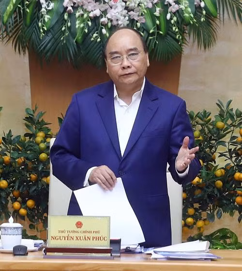 阮春福在会上发表讲话。图自越通社
