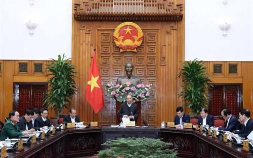 阮春福主持政府常务委员会关于新冠肺炎疫情的会议。图自互联网