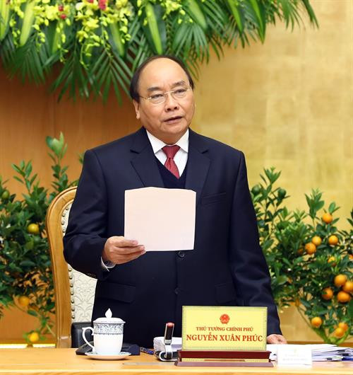 越南政府总理阮春福在会上发表讲话（图片来源：越通社）