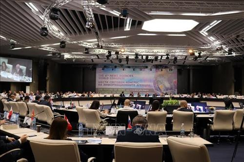 第六届世界新闻通讯社大会场景。图自越通社 第六届世界新闻通讯社大会场景。图自越通社