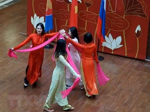 越南日活动期间的文艺表演节目。越通社记者 心恒 摄 越南日活动期间的文艺表演节目。越通社记者 心恒 摄