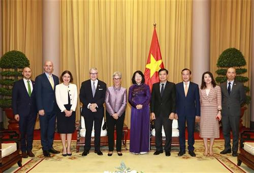 国家副主席邓氏玉盛与各代表合影。图自越通社