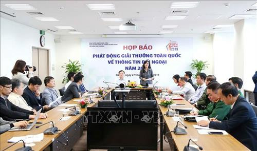 2019年越南对外新闻奖新闻发布会全景。图自越通社