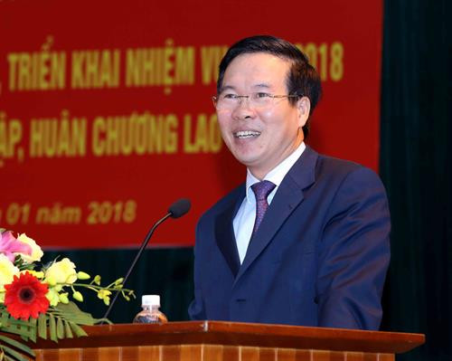 越共中央宣教部部长武文赏在会上发言。(图片来源:越通社) 越共中央宣教部部长武文赏在会上发言。(图片来源:越通社)