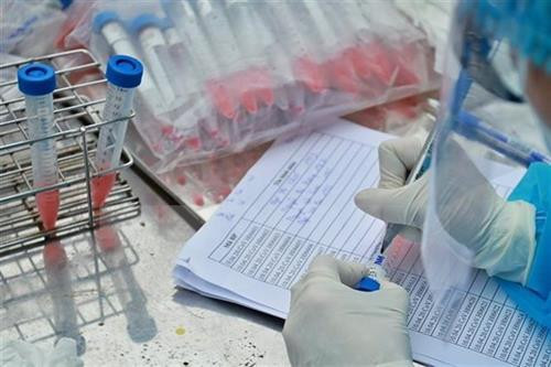 河内市疾病控制中心医务人员进行采样检测。图自越通社 河内市疾病控制中心医务人员进行采样检测。图自越通社