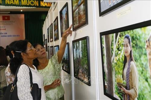 游客参观展览会。图自越通社 游客参观展览会。图自越通社