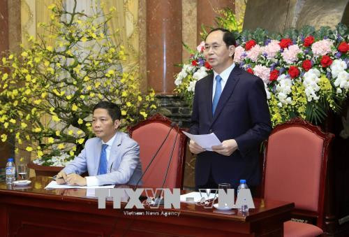 越南国家主席陈大光发表讲话。（图片来源：越通社）