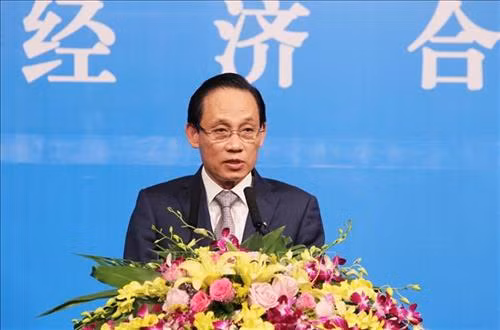越南外交部副部长黎淮忠发表讲话。图自越通社