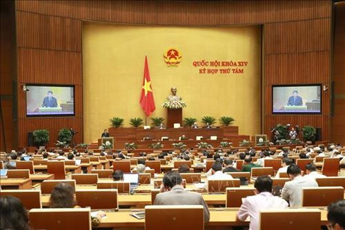 资料图：越南第十四届国会第八次会议场景。图自越通社