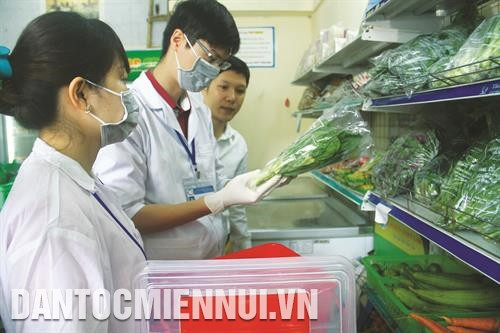 食品卫生检查团对top green 绿色食品营销店的产品进行检查。