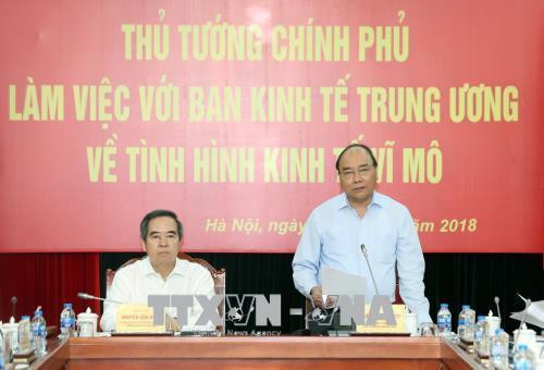 阮春福发表讲话。(图片来源:越通社) 阮春福发表讲话。(图片来源:越通社)