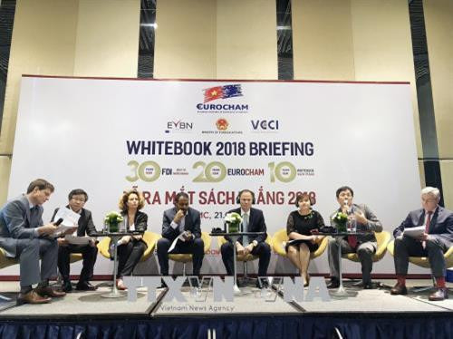 2018年欧盟驻越南工商会白皮书公布仪式在胡志明市举行。（图片来源：越通社）