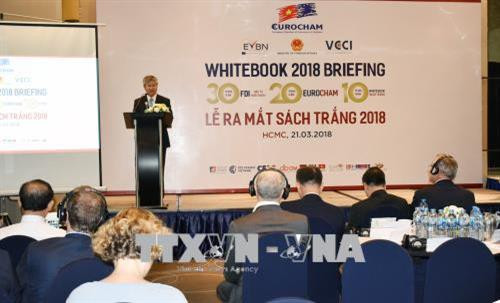 2018年欧盟驻越南工商会白皮书公布仪式在胡志明市举行。（图片来源：越通社）
