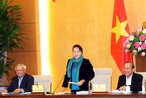 越南国会主席阮氏金银主持会议。图自越通社