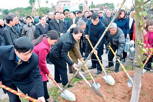 越南国会主席阮氏金银出席海阳省植树节启动仪式（图片来源：http://www.qdnd.vn）