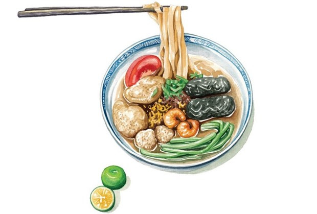 通过素描图赏河内市街头美食