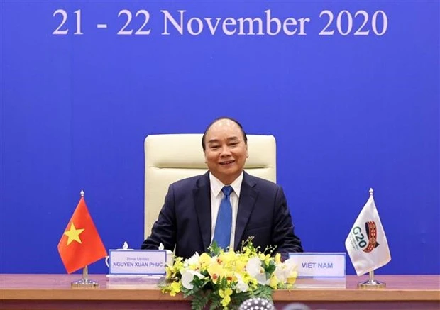 越南政府总理阮春福出席以视频方式举行的二十国集团领导人峰会